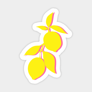 Silhouette Citrus Lemon Fruit Pattern Yellow and Pink Sticker